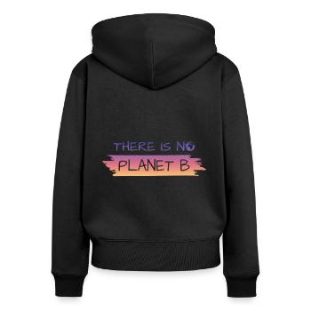 there is no planet b - Frauen Premium Bio Zip Hoodie - Schwarz - Hinten - Julia (174cm)