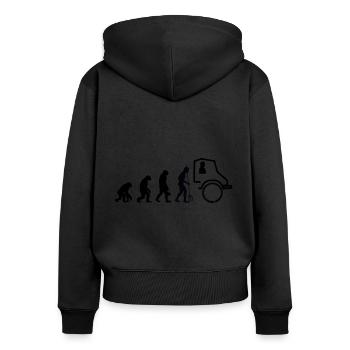 Unimog Evolution - Offroad - Farben editierbar - Frauen Premium Bio Zip Hoodie - Schwarz - Hinten - Julia (174cm)