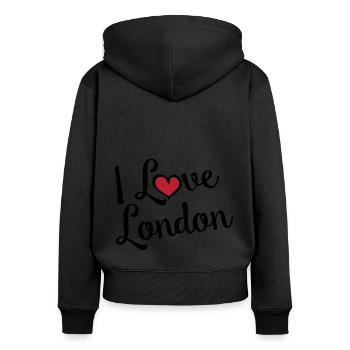 I Love London - Frauen Premium Bio Zip Hoodie - Schwarz - Hinten - Julia (174cm)
