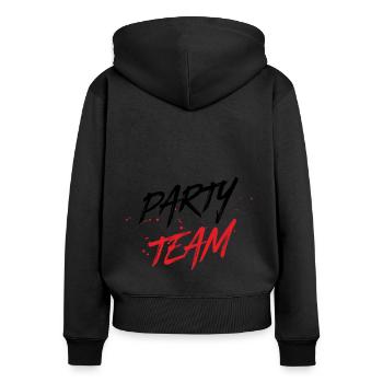 Équipe de fête - Sweat à capuche zippé Premium bio Femme - noir - Dos - Julia (174cm)