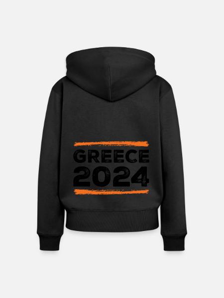 Greece 2024 Spruch - Frauen Premium Bio Zip Hoodie - Schwarz