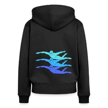 Schwimmen Schwimmsport Kinder Schwimm Schwimmer - Frauen Premium Bio Zip Hoodie - Schwarz - Hinten - Julia (174cm)