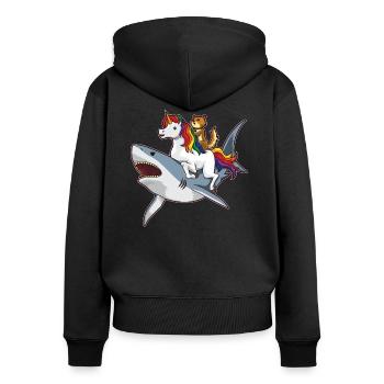 Hai Einhorn Chat - Merveilleuse amitié - Sweat à capuche zippé Premium bio Femme - noir - Dos - Julia (174cm)