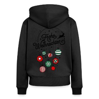 Frohe Weihnachten Ugly Christmas Sweater Geschenk - Frauen Premium Bio Zip Hoodie - Schwarz - Hinten - Julia (174cm)