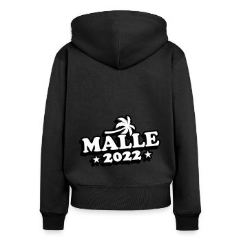 Malle 2022 Palme - Frauen Premium Bio Zip Hoodie - Schwarz - Hinten - Julia (174cm)