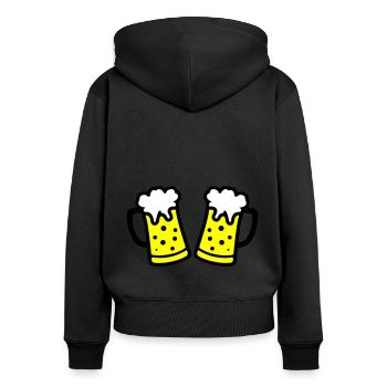 Chope de bière symbole de bière - Sweat à capuche zippé Premium bio Femme - noir - Dos - Julia (174cm)