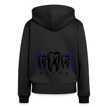 Icône de dentiste dentaire - Sweat à capuche zippé Premium bio Femme - noir - Dos - Julia (174cm)