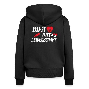 MFA Medizinische Fachangestellte Arzthelferin - Frauen Premium Bio Zip Hoodie - Schwarz - Hinten - Julia (174cm)