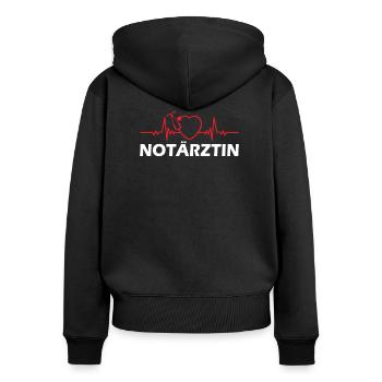 Notärztin Notarzt Design Herzschlag Geschenk - Frauen Premium Bio Zip Hoodie - Schwarz - Hinten - Julia (174cm)