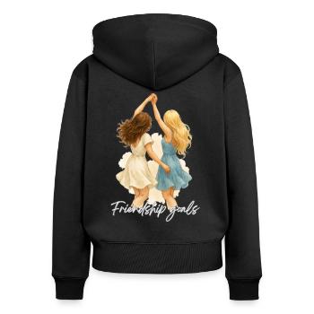 Dancing girlfriends – blonde & brunette - Women's Premium Organic Zip Hoodie - black - Back - Julia (174cm)