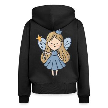 Süße Märchenprinzessin mit Zauberstab, Magical Girl Design - Frauen Premium Bio Zip Hoodie - Schwarz - Hinten - Julia (174cm)