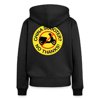 China Scooter? No Thanks! (3-farbig) - Frauen Premium Bio Zip Hoodie - Schwarz - Hinten - Julia (174cm)