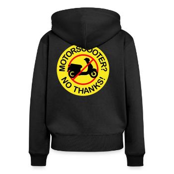 Motor Scooter? No Thanks! (3-color) - Women's Premium Organic Zip Hoodie - black - Back - Julia (174cm)