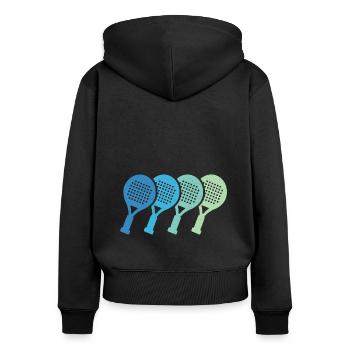 Padel-Tennis Padelspieler Padelschläger Padel - Frauen Premium Bio Zip Hoodie - Schwarz - Hinten - Julia (174cm)