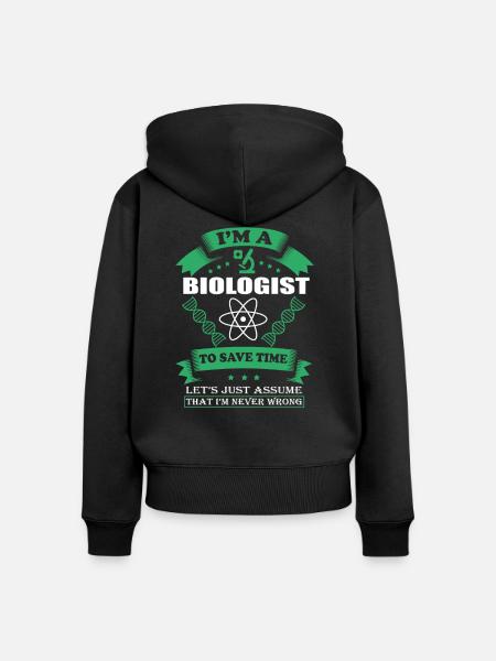 Ich bin Biologe - Frauen Premium Bio Zip Hoodie - Schwarz