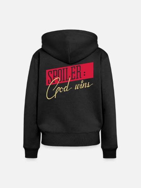 Gott gewinnt - Frauen Premium Bio Zip Hoodie - Schwarz