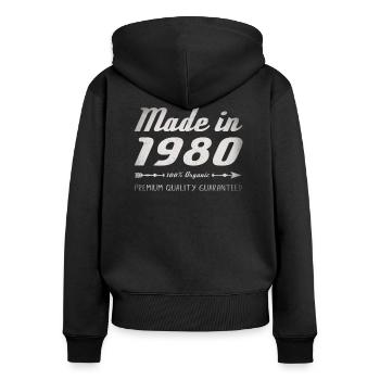 Made In 1980 Birthday Gift 42 Years Retro - Women's Premium Organic Zip Hoodie - black - Back - Julia (174cm)