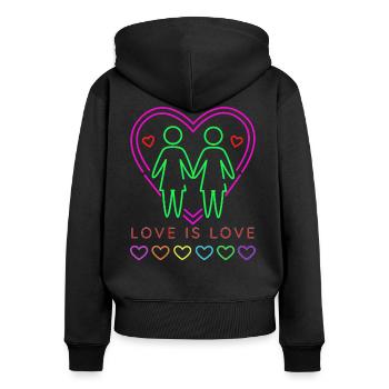L'amour est un cadeau d'amour que les femmes gays aiment - Sweat à capuche zippé Premium bio Femme - noir - Dos - Julia (174cm)