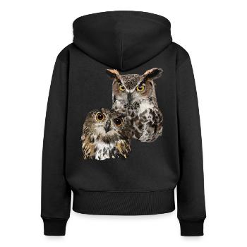 Owls - Women's Premium Organic Zip Hoodie - black - Back - Julia (174cm)