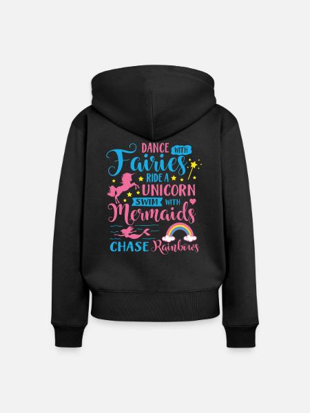 Feen Einhörner Meerjungfrauen - Frauen Premium Bio Zip Hoodie - Schwarz