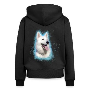 Berger Blanc Suisse,shepherd,dog,graffiti,pink - Women's Premium Organic Zip Hoodie - black - Back - Julia (174cm)