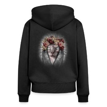 Los dios de muertos cat shirt - Women's Premium Organic Zip Hoodie - black - Back - Julia (174cm)