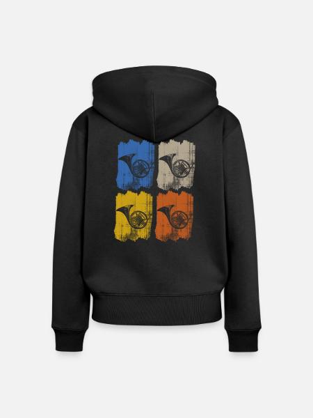 horn - Frauen Premium Bio Zip Hoodie - Schwarz