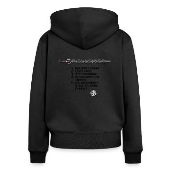Spielleiter Rollenspiel Pen und Paper Würfel - Frauen Premium Bio Zip Hoodie - Schwarz - Hinten - Julia (174cm)