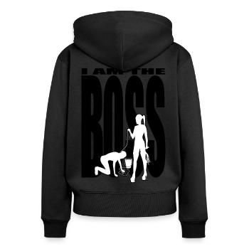 Domina Herrin Boss - Frauen Premium Bio Zip Hoodie - Schwarz - Hinten - Julia (174cm)