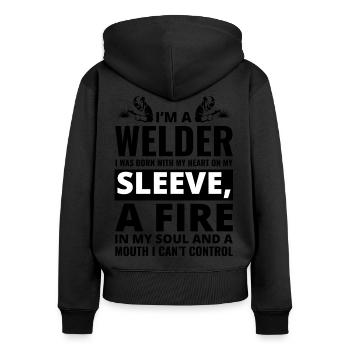 Schweißnaht Schweißer Metallbau Eisenarbeiter - Frauen Premium Bio Zip Hoodie - Schwarz - Hinten - Julia (174cm)