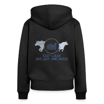 Buy And Hold Dividends Capitalist Gift - Women's Premium Organic Zip Hoodie - black - Back - Julia (174cm)