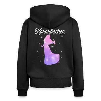 Kornröschen Junggesellinnen Abschied JGA - Frauen Premium Bio Zip Hoodie - Schwarz - Hinten - Julia (174cm)