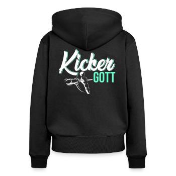 Tischkicker Tischfußball Tischfußballer Geschenk - Frauen Premium Bio Zip Hoodie - Schwarz - Hinten - Julia (174cm)