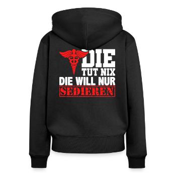 Anästhesie Pflegekraft Krankenpflege Geschenk - Frauen Premium Bio Zip Hoodie - Schwarz - Hinten - Julia (174cm)