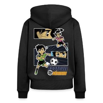 Football féminin - Sweat à capuche zippé Premium bio Femme - noir - Dos - Julia (174cm)