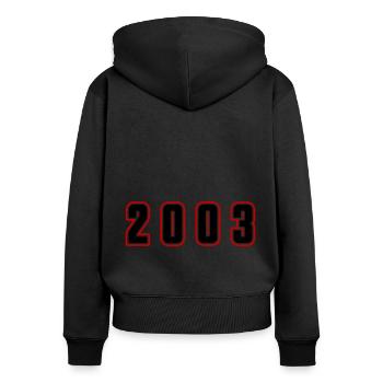 2003 Jahr Zahl - Frauen Premium Bio Zip Hoodie - Schwarz - Hinten - Julia (174cm)