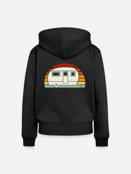 retro caravan - Frauen Premium Bio Zip Hoodie - Schwarz