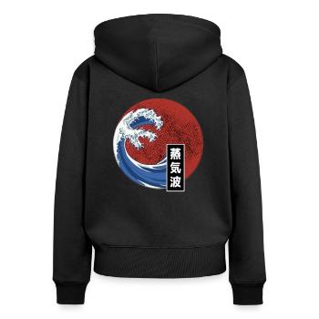 Vaporwave Big Wave Japan Japanese Retro Kanagawa - Women's Premium Organic Zip Hoodie - black - Back - Julia (174cm)