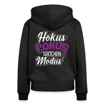 Hokus Pokus Sektchen Modus | Sektchen Mädels - Frauen Premium Bio Zip Hoodie - Schwarz - Hinten - Julia (174cm)