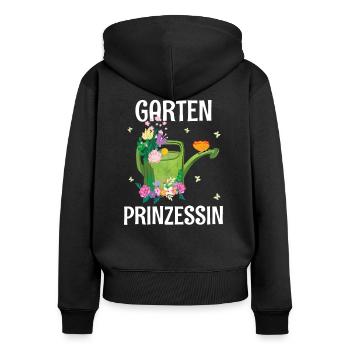 Gartenprinzessin | Gärtnerin Floristin Geschenk - Frauen Premium Bio Zip Hoodie - Schwarz - Hinten - Julia (174cm)
