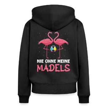 Wir Sind Die Saufen Feiern Lästern Schwestern - Frauen Premium Bio Zip Hoodie - Schwarz - Hinten - Julia (174cm)