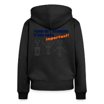Faire de l'exercice c'est très important - Sweat à capuche zippé Premium bio Femme - noir - Dos - Julia (174cm)