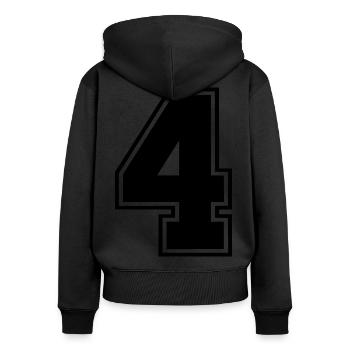 4 - Sweat à capuche zippé Premium bio Femme - noir - Dos - Julia (174cm)