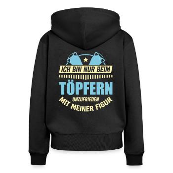 Töpfern Töpferin Töpfer - Frauen Premium Bio Zip Hoodie - Schwarz - Hinten - Julia (174cm)
