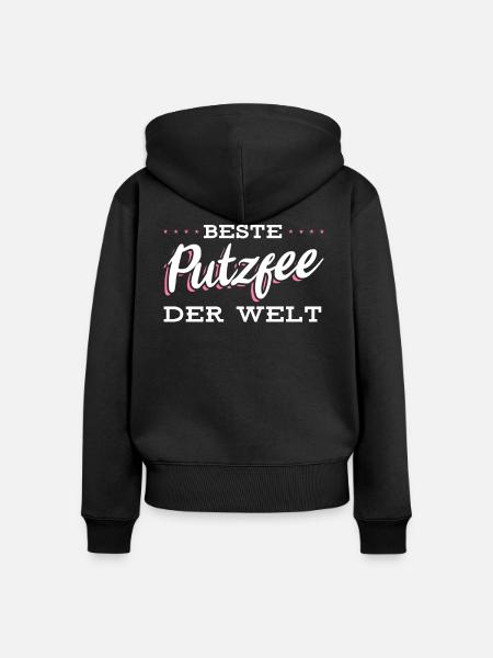 Putzfrau Putzfee - Frauen Premium Bio Zip Hoodie - Schwarz
