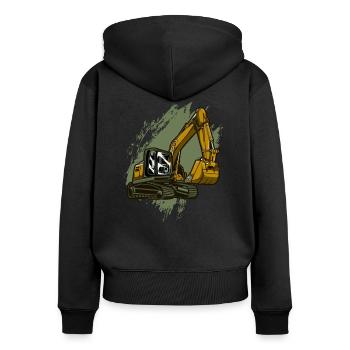 pelleteuse - Sweat à capuche zippé Premium bio Femme - noir - Dos - Julia (174cm)