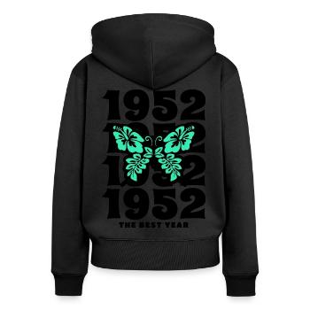 Groovy und Vintage 1952 70 Jahre Jubiläum - Frauen Premium Bio Zip Hoodie - Schwarz - Hinten - Julia (174cm)