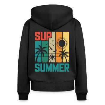SUP summer - Palm Trees & Beach - Women's Premium Organic Zip Hoodie - black - Back - Julia (174cm)