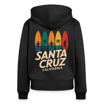 Santa Cruz California - surfboard - Women's Premium Organic Zip Hoodie - black - Back - Julia (174cm)