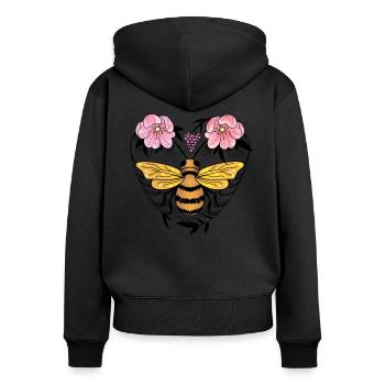Abeille - Sweat à capuche zippé Premium bio Femme - noir - Dos - Julia (174cm)